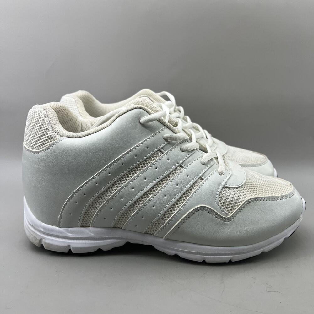 Calto 3.2 Inch Elevator Height Sneakers Men Size 10 White Mesh Comfort Low Shoes